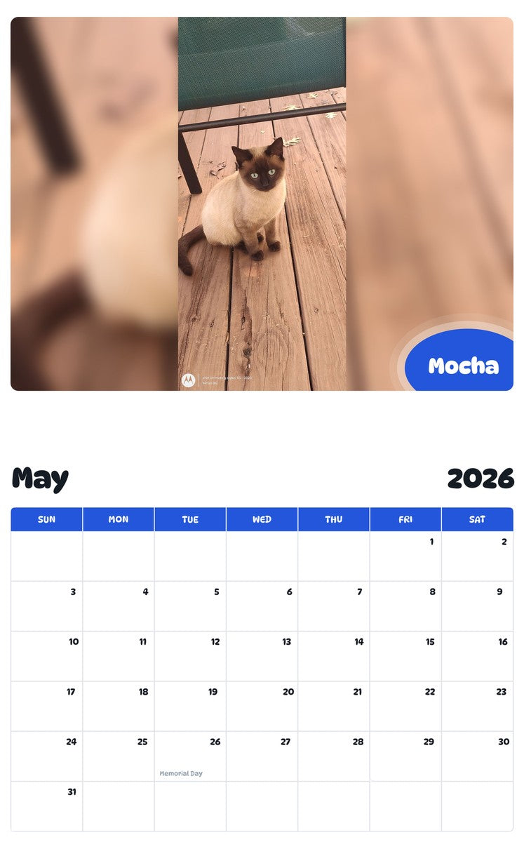 2026 - 2027 Mocha - Pawidols Pet Calendar