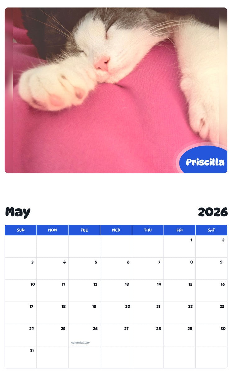 2026 - 2027 Priscilla - Pawidols Pet Calendar