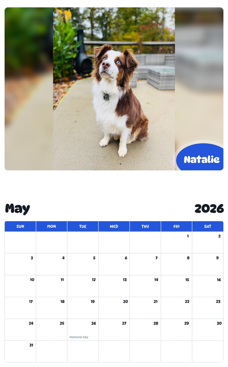 2026 - 2027 Natalie - Pawidols Pet Calendar