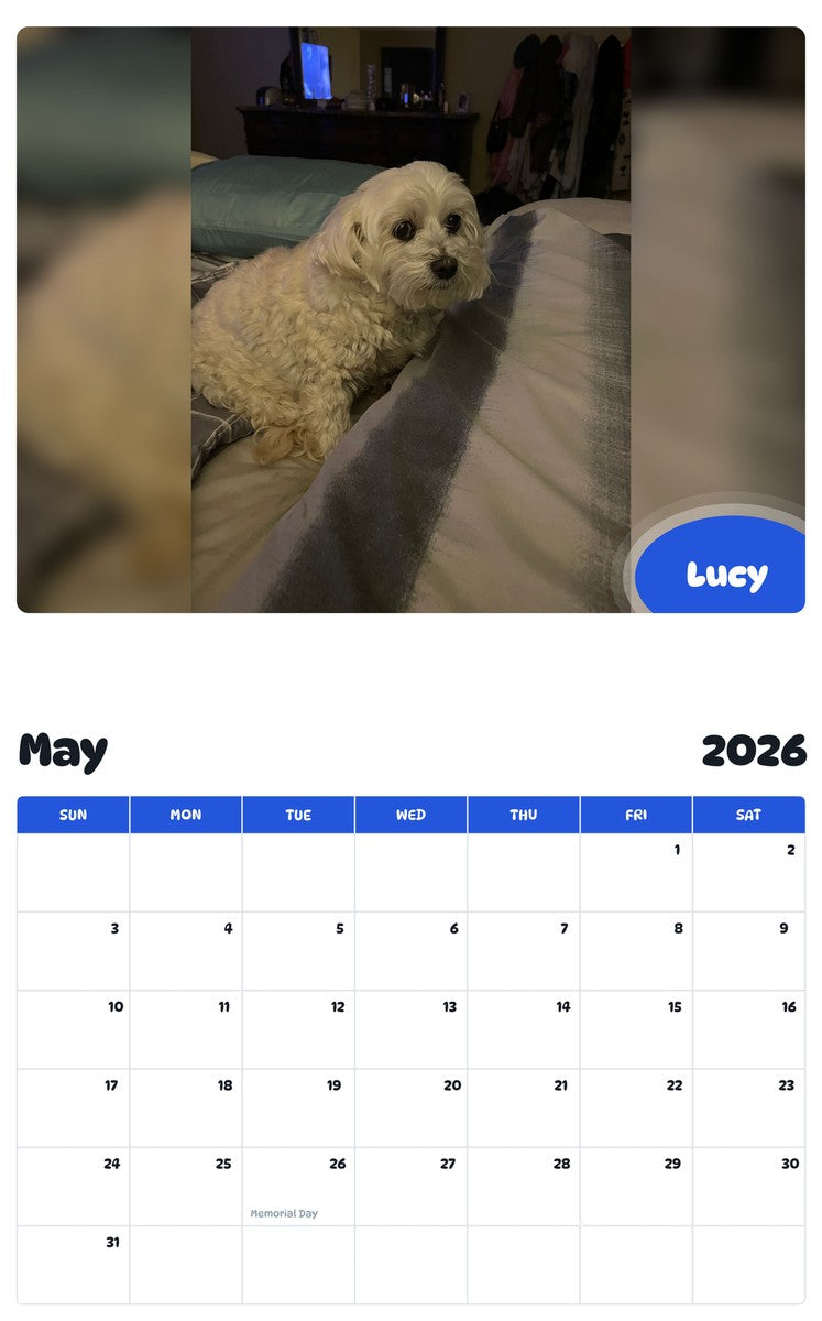 2026 - 2027 Lucy - Pawidols Pet Calendar