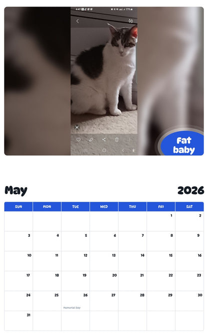 2026 - 2027 Fat baby - Pawidols Pet Calendar