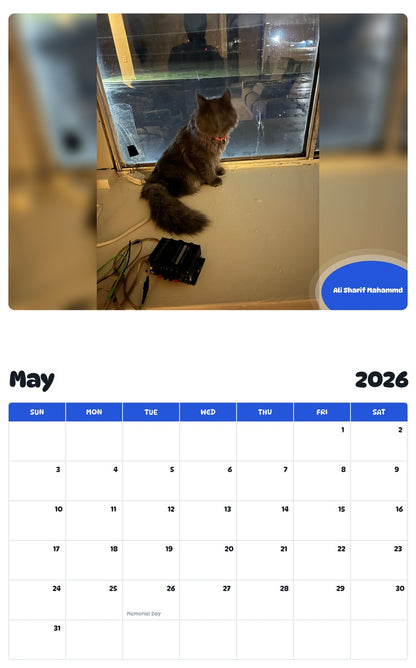 2026 - 2027 Ali Sharif Mahammd - Pawidols Pet Calendar
