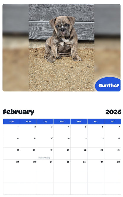 October 2025 - September 2026 Gunther - Pawidols Pet Calendar