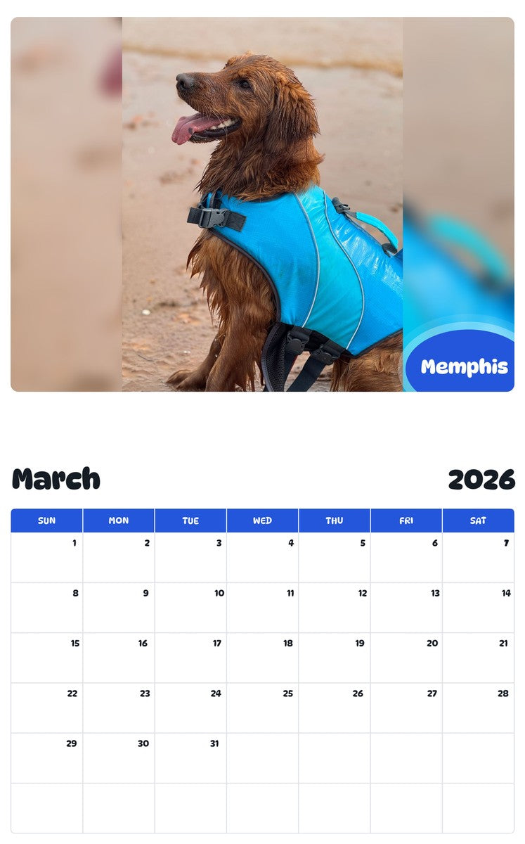 November 2025 - October 2026 Memphis - Pawidols Pet Calendar