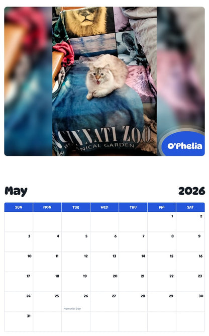 2026 - 2027 O'Phelia - Pawidols Pet Calendar