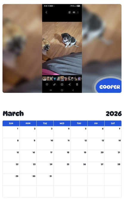 November 2025 - October 2026 COOPER - Pawidols Pet Calendar