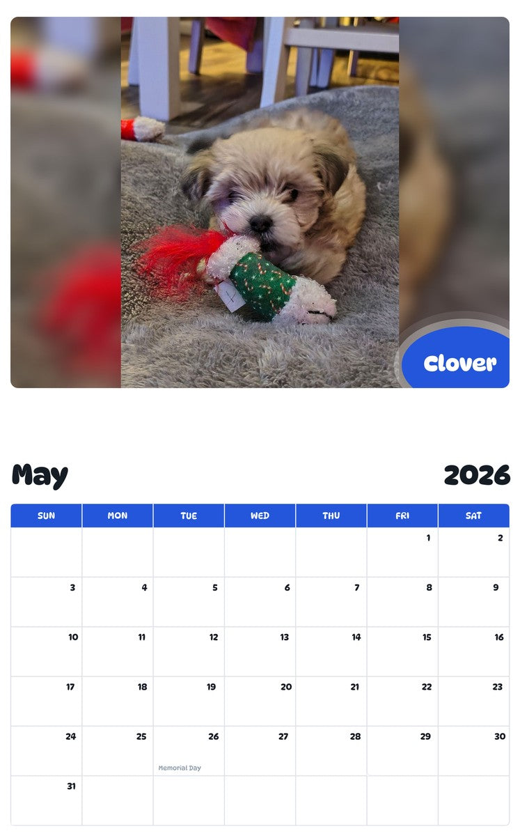 2026 - 2027 Clover - Pawidols Pet Calendar