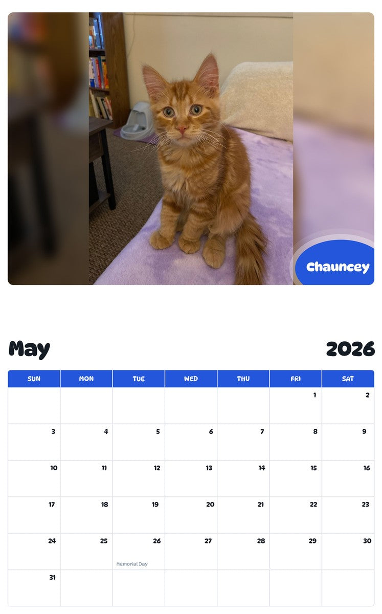 2026 - 2027 Chauncey - Pawidols Pet Calendar