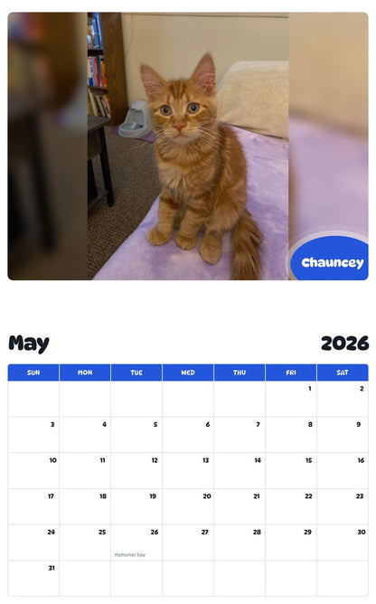 2026 - 2027 Chauncey - Pawidols Pet Calendar