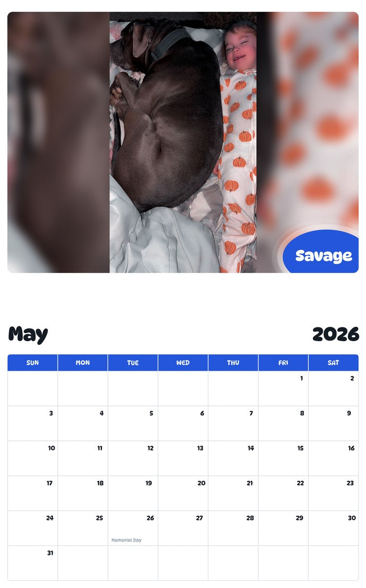 2026 - 2027 Savage - Pawidols Pet Calendar