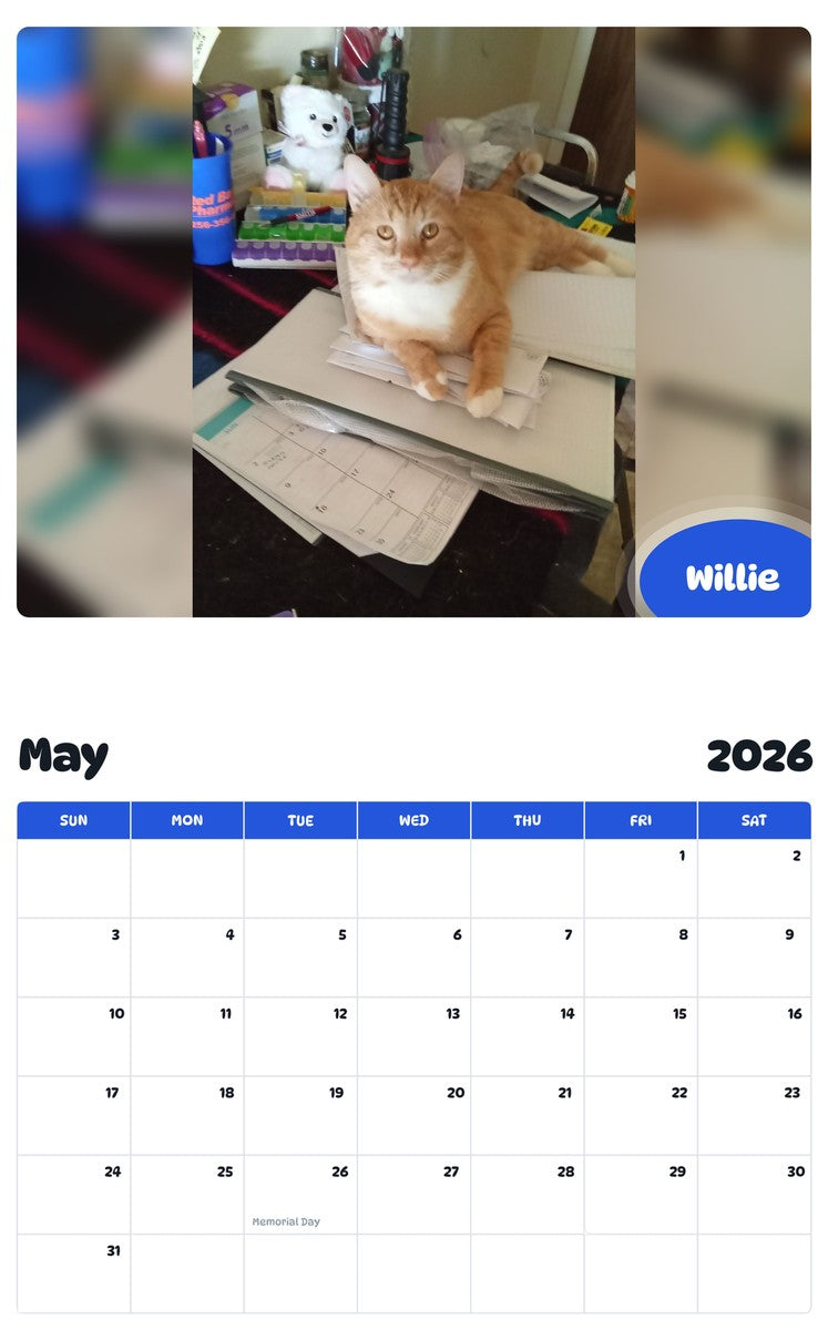 2026 - 2027 Willie - Pawidols Pet Calendar