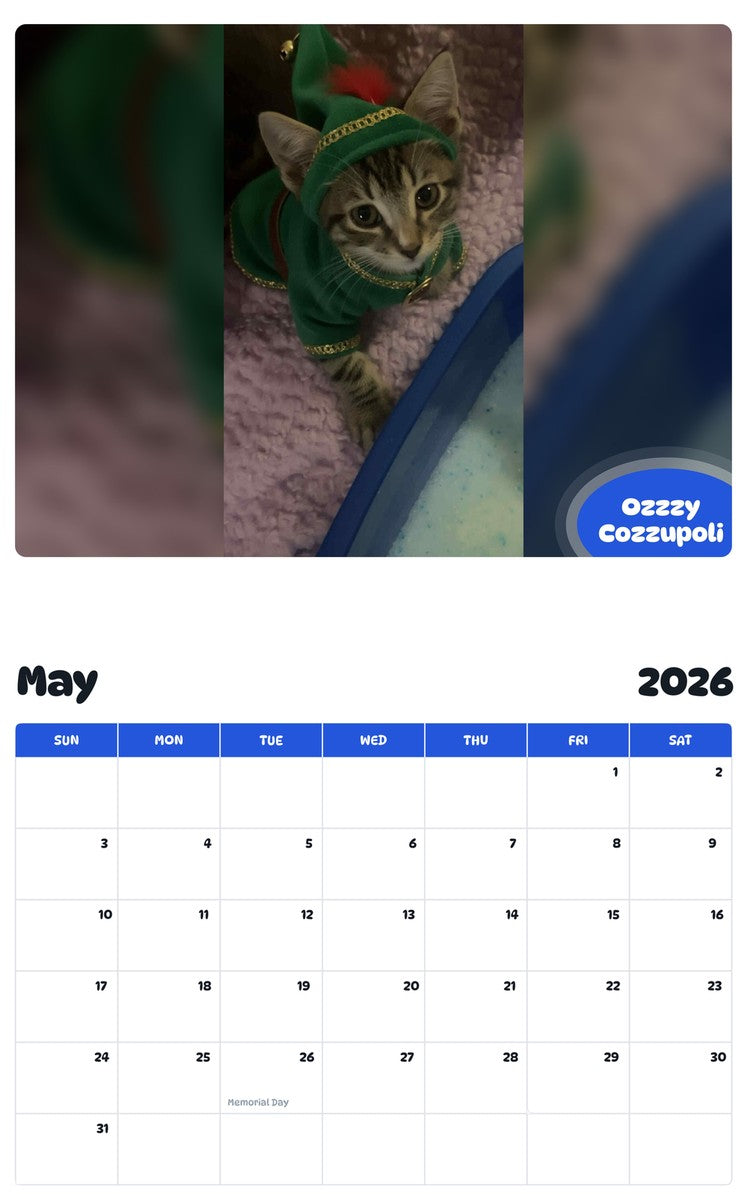 2026 - 2027 Ozzzy Cozzupoli - Pawidols Pet Calendar