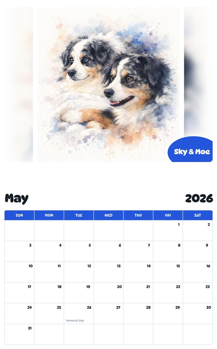 2026 - 2027 Sky & Moe - Pawidols Pet Calendar