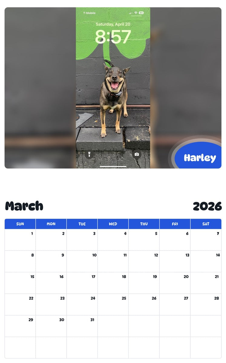 November 2025 - October 2026 Harley - Pawidols Pet Calendar