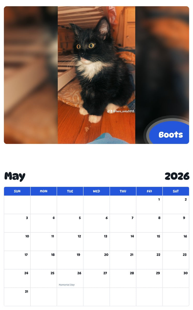 2026 - 2027 Boots - Pawidols Pet Calendar