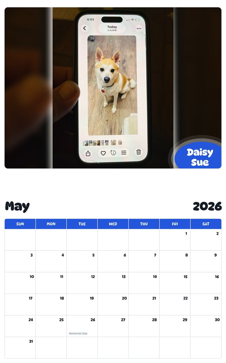2026 - 2027 Daisy Sue - Pawidols Pet Calendar