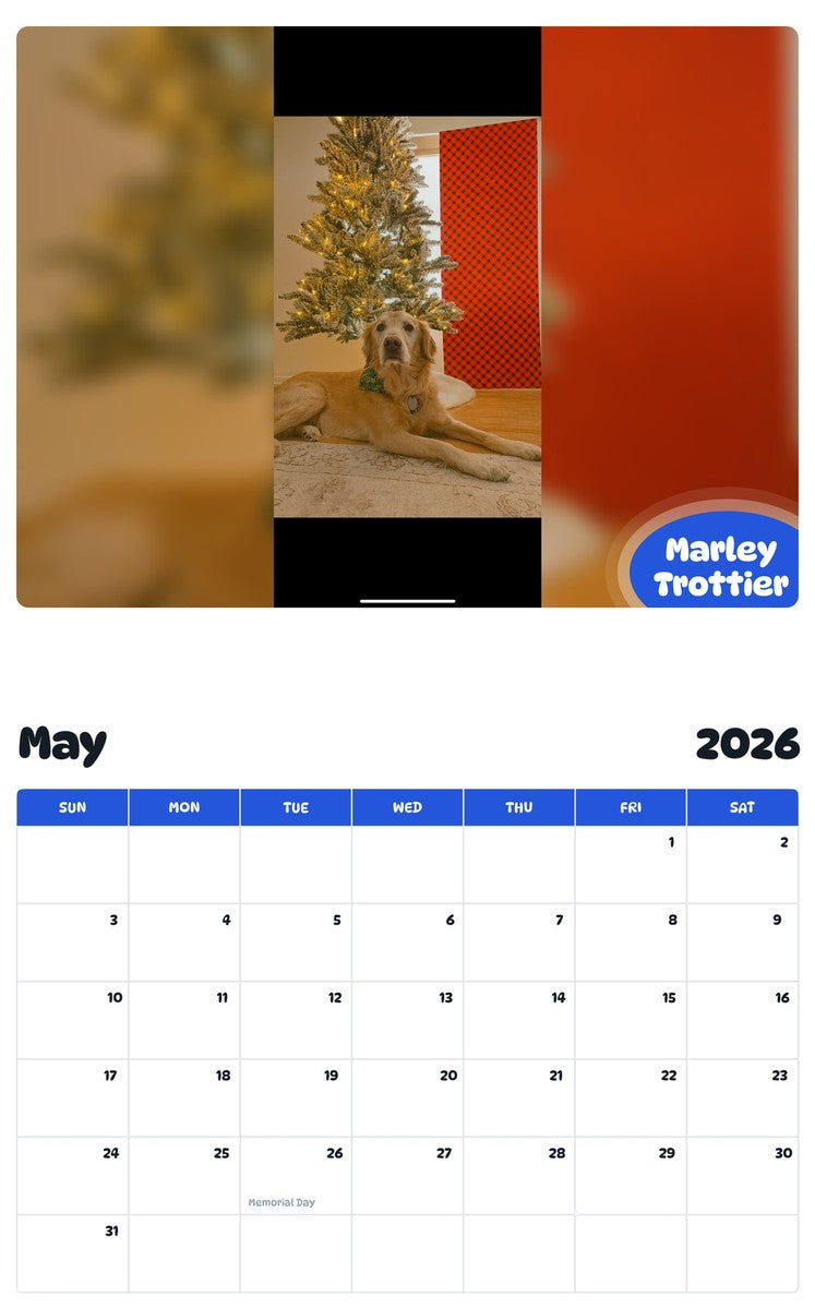 2026 - 2027 Marley Trottier - Pawidols Pet Calendar