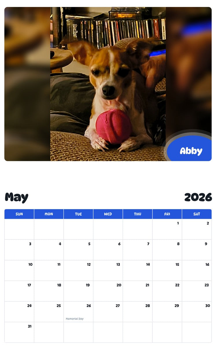2026 - 2027 Abby - Pawidols Pet Calendar