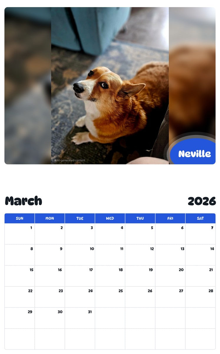 November 2025 - October 2026 Neville - Pawidols Pet Calendar