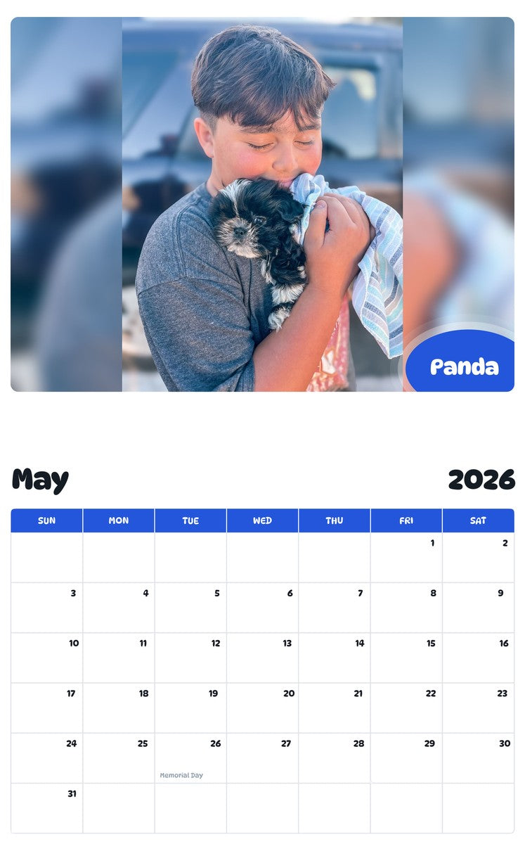 2026 - 2027 Panda - Pawidols Pet Calendar