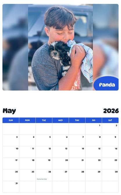 2026 - 2027 Panda - Pawidols Pet Calendar