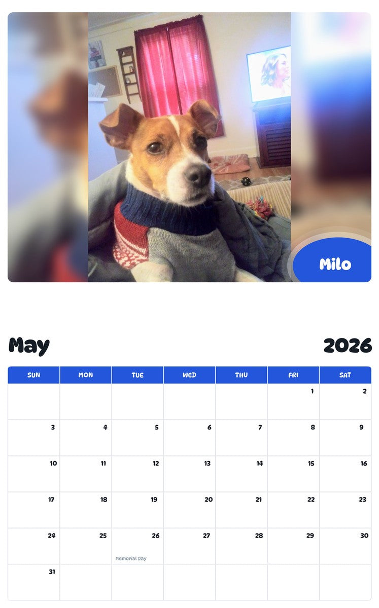 2026 - 2027 Milo - Pawidols Pet Calendar