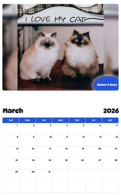 November 2025 - October 2026 Xavier & Zoey - Pawidols Pet Calendar