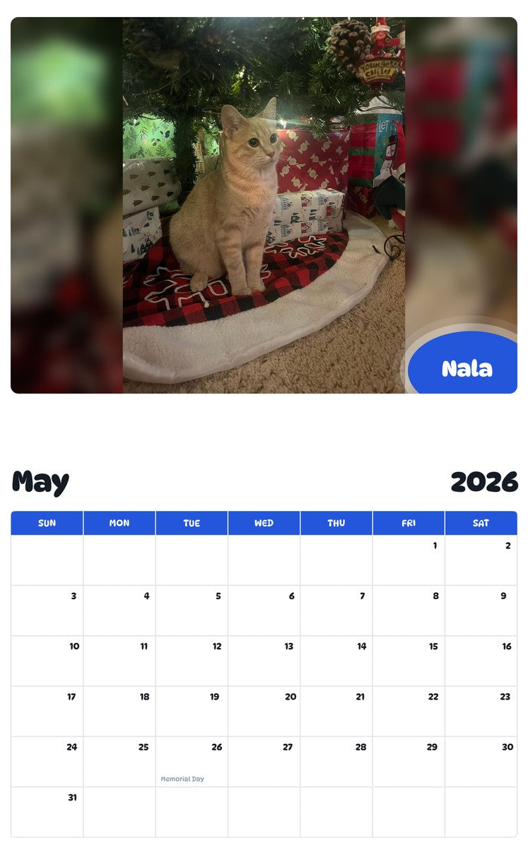 2026 - 2027 Nala - Pawidols Pet Calendar