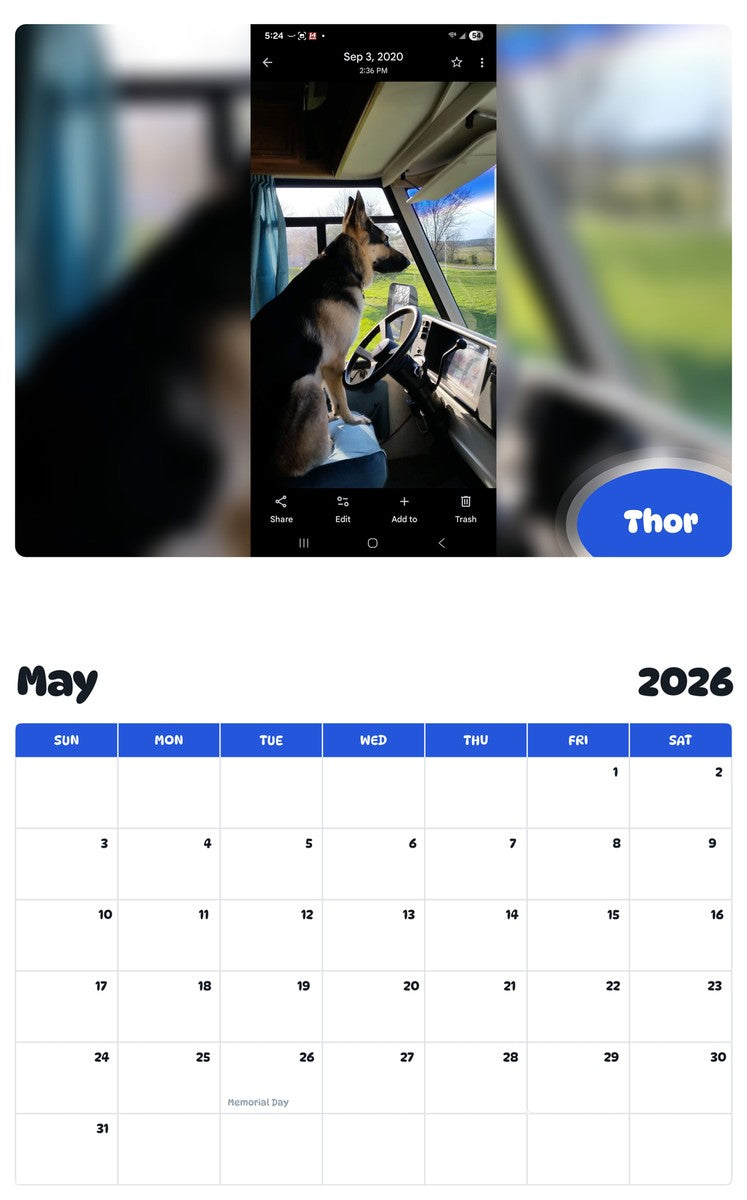2026 - 2027 Thor - Pawidols Pet Calendar