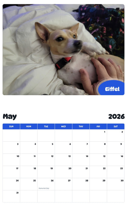 2026 - 2027 Eiffel - Pawidols Pet Calendar