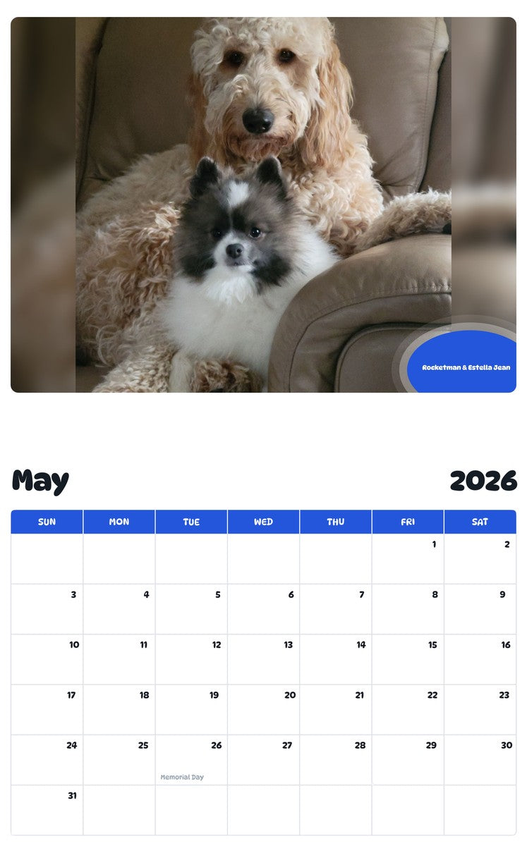 2026 - 2027 Rocketman & Estella Jean - Pawidols Pet Calendar