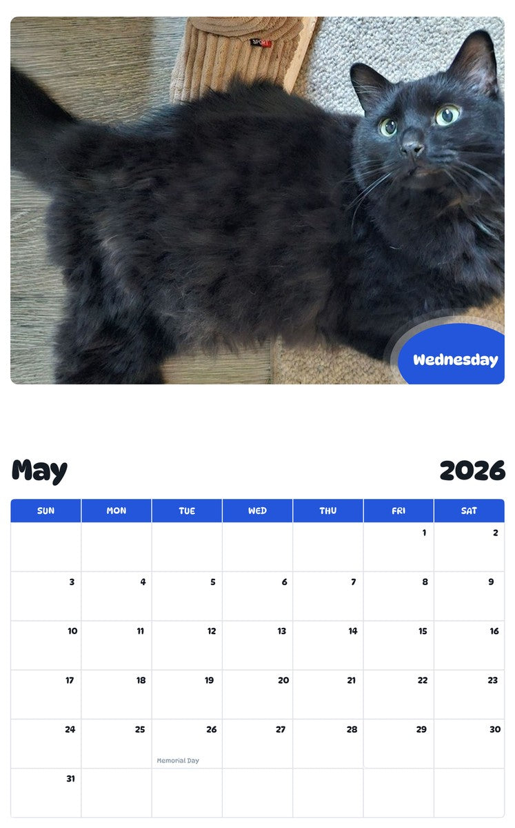 2026 - 2027 Wednesday - Pawidols Pet Calendar