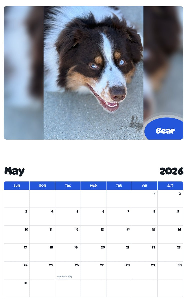 2026 - 2027 Bear - Pawidols Pet Calendar