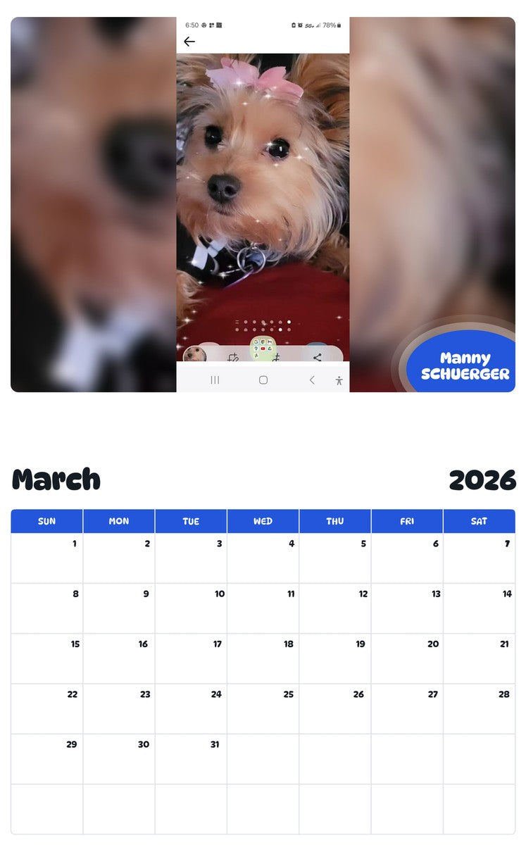November 2025 - October 2026 Manny SCHUERGER - Pawidols Pet Calendar