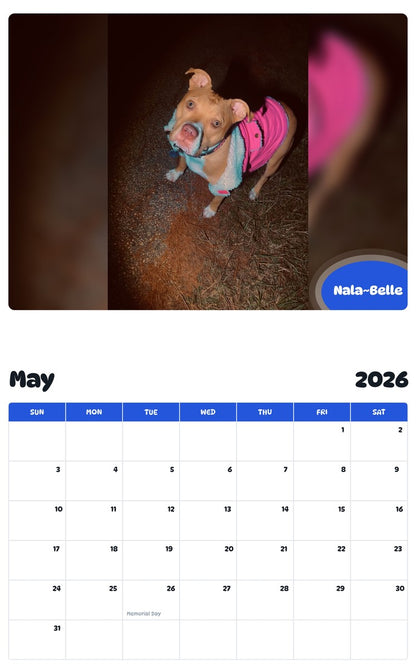 2026 - 2027 Nala~Belle - Pawidols Pet Calendar