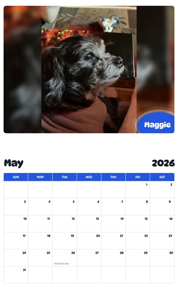 2026 - 2027 Maggie - Pawidols Pet Calendar
