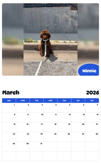November 2025 - October 2026 Winnie - Pawidols Pet Calendar