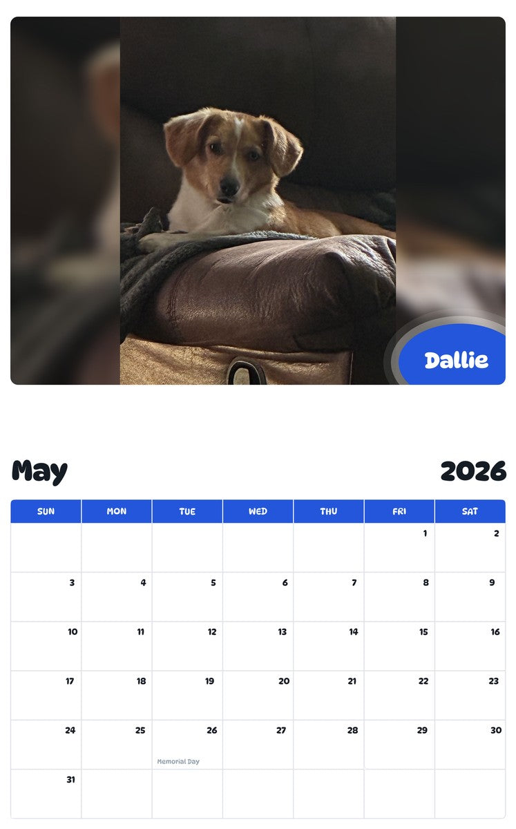 2026 - 2027 Dallie - Pawidols Pet Calendar