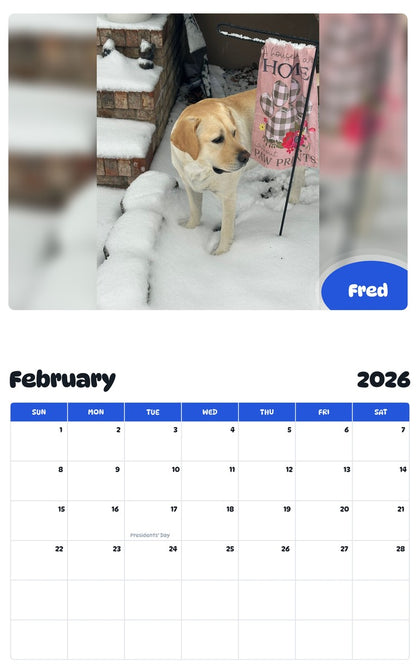 October 2025 - September 2026 Fred - Pawidols Pet Calendar