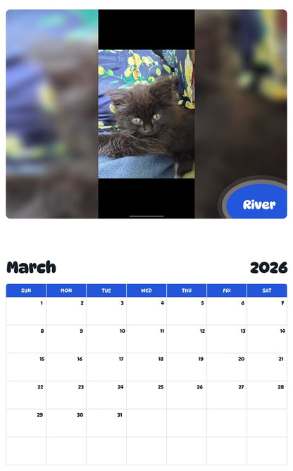 November 2025 - October 2026 River - Pawidols Pet Calendar