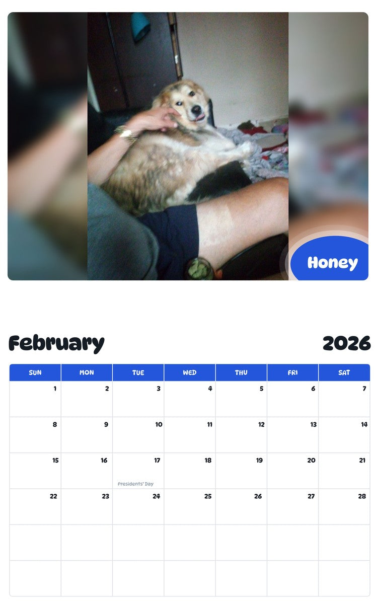 October 2025 - September 2026 Honey - Pawidols Pet Calendar