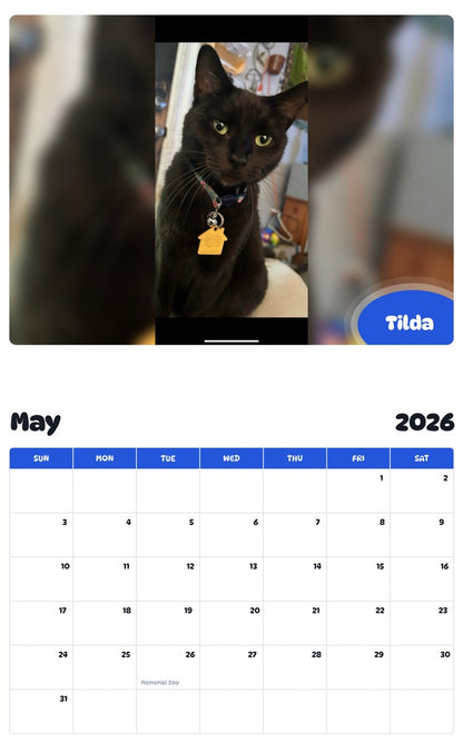 2026 - 2027 Tilda - Pawidols Pet Calendar