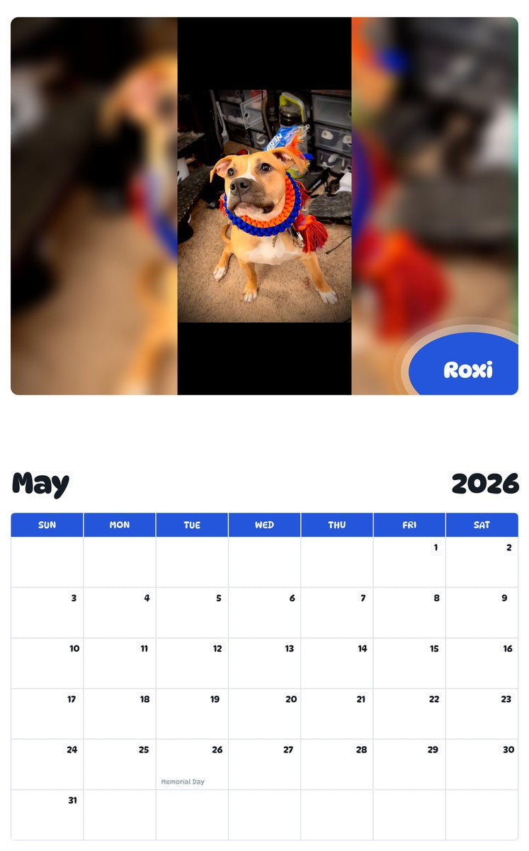 2026 - 2027 Roxi - Pawidols Pet Calendar