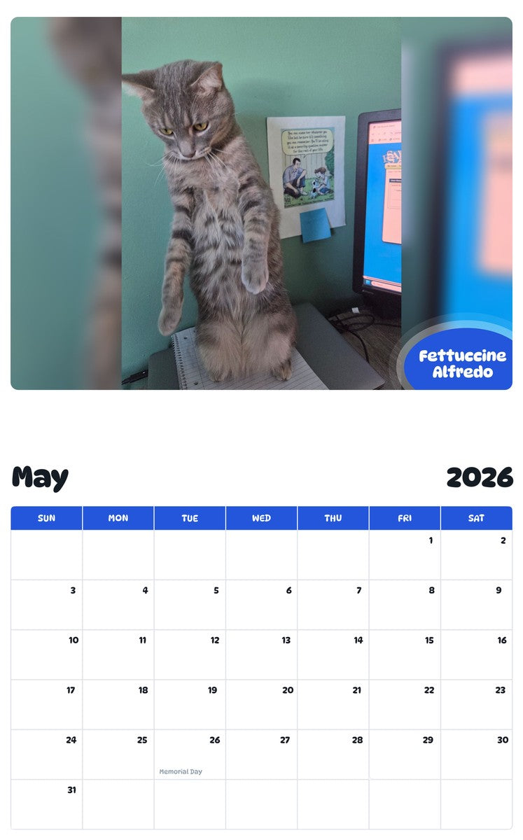 2026 - 2027 Fettuccine Alfredo - Pawidols Pet Calendar