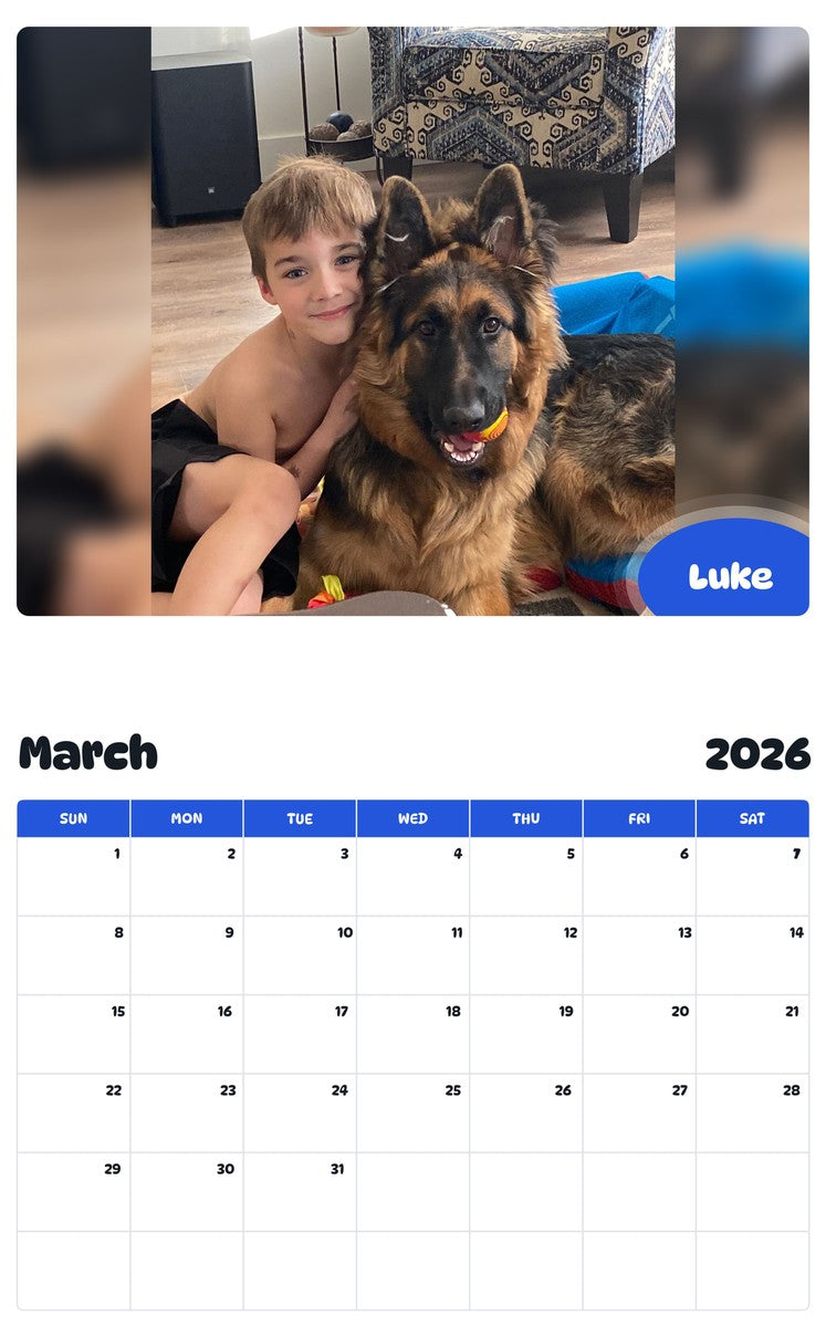 November 2025 - October 2026 Luke - Pawidols Pet Calendar