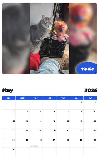 2026 - 2027 Tinnie - Pawidols Pet Calendar