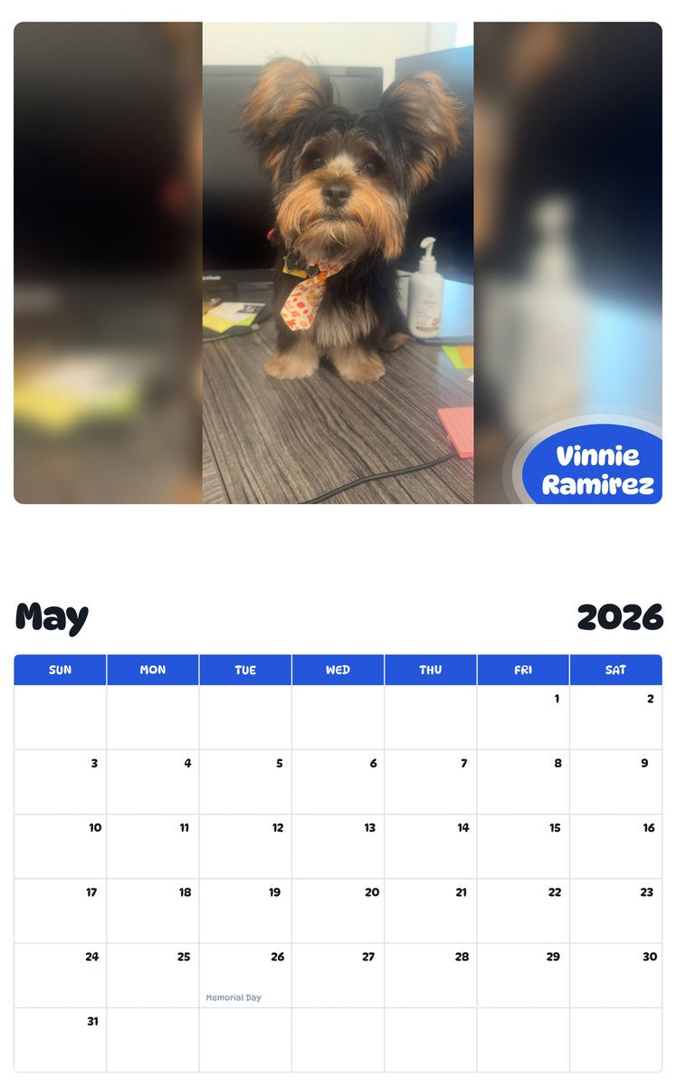 2026 - 2027 Vinnie Ramirez - Pawidols Pet Calendar