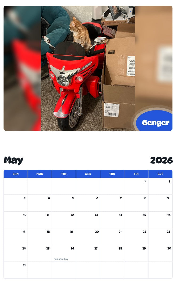 2026 - 2027 Genger - Pawidols Pet Calendar