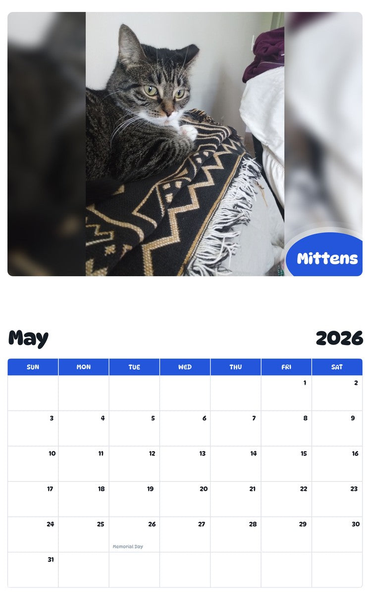 2026 - 2027 Mittens - Pawidols Pet Calendar
