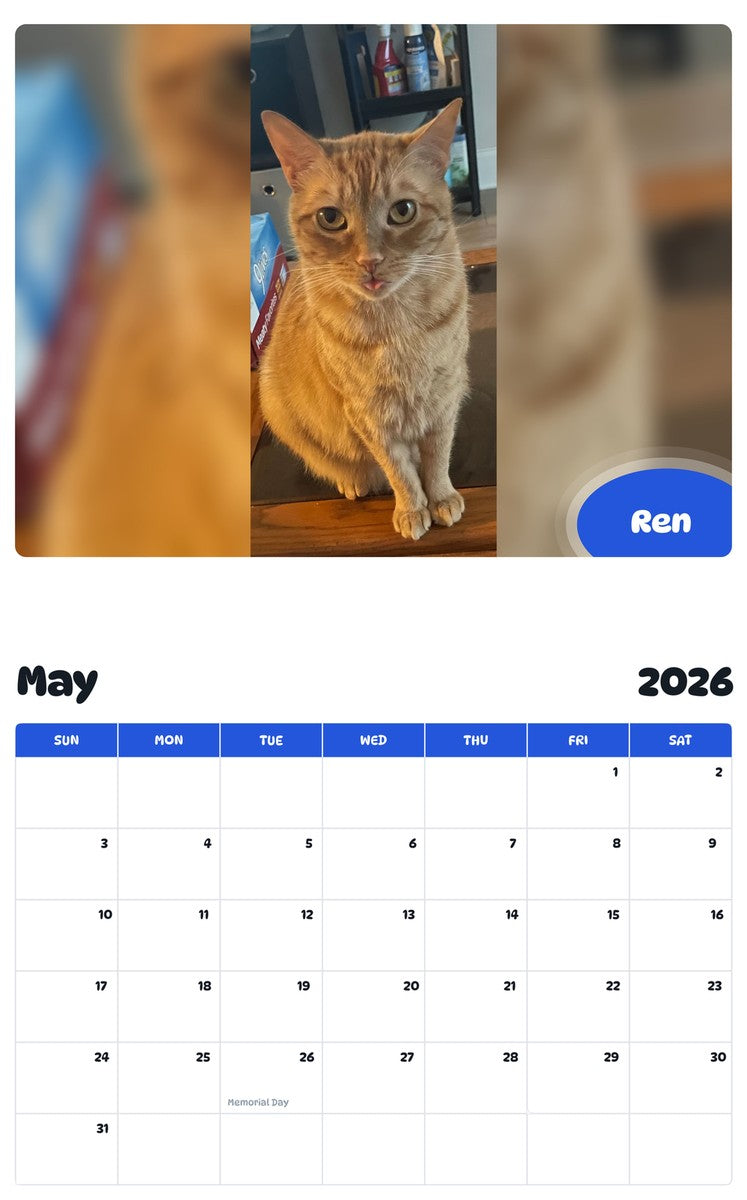 2026 - 2027 Ren - Pawidols Pet Calendar